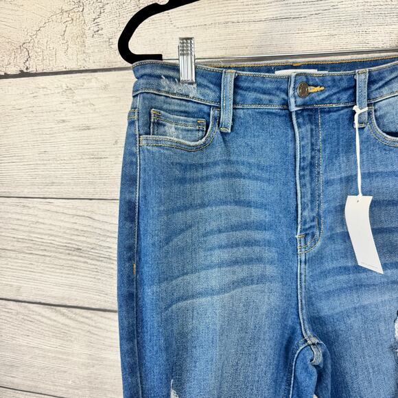 Cello Juniors High Rise Distressed Skinny Flare Boho Rodeo Jeans Size 11 - Picture 7 of 11